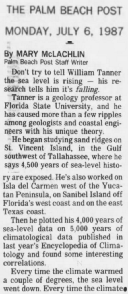 Flashback 1987: ‘Global Warming’ Causes Sea Levels to Fall — 2016: ‘Global Warming’ Causes Slowdown In Sea Level Rise