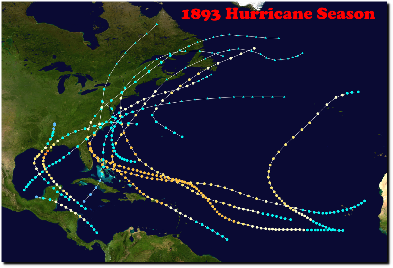 1893 Atlantic Hurricane Season Summary Map